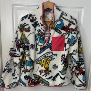 Disney Mickey & Friends Colorful Cartoon Print Fleece Pullover-NWOT